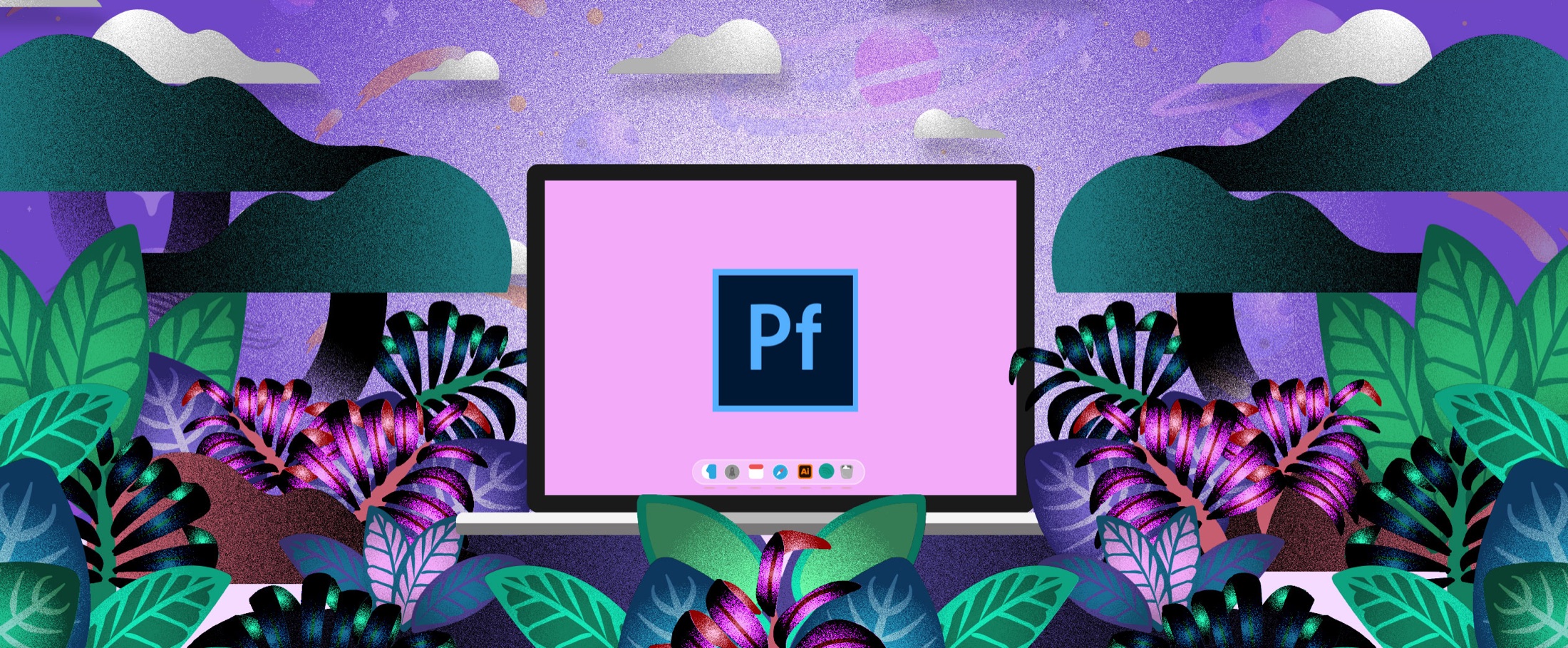 Colorful Adobe Students campaign illustration