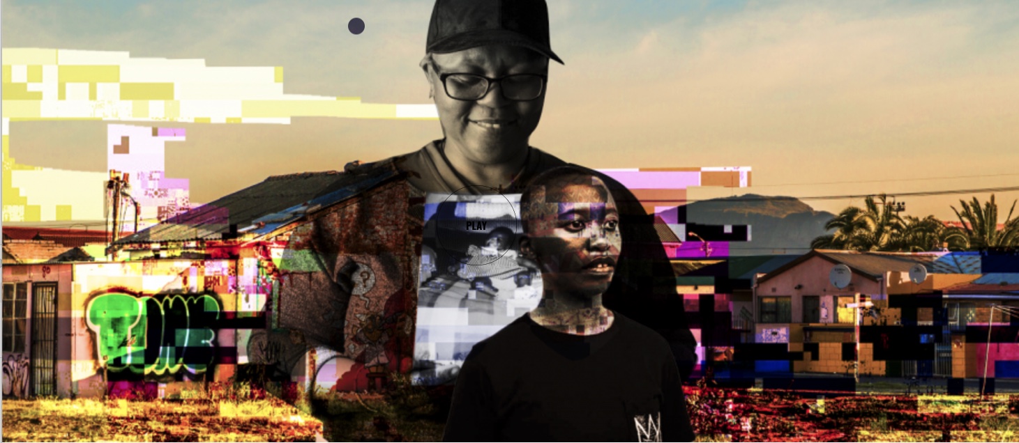 Collage portrait of Lee Mokobe layered over Cape Town landscapes
