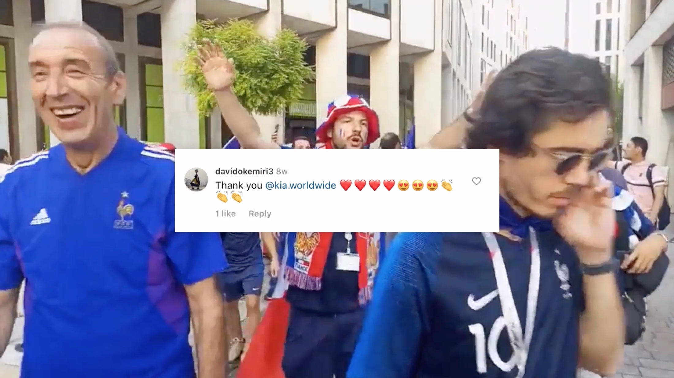 Supporters in national colors celebrating together