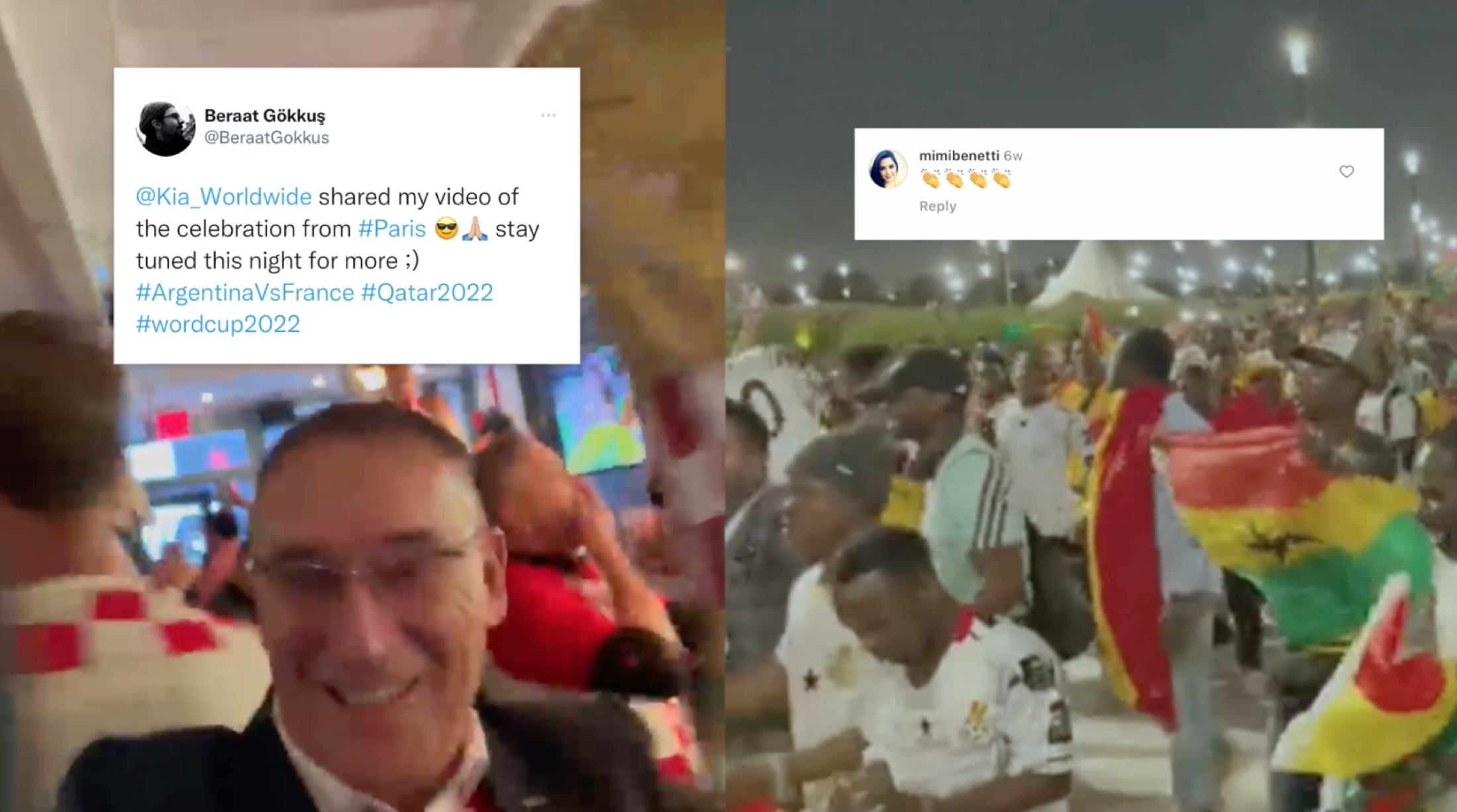 Supporters from different nations celebrating the World Cup